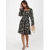 image:imageANRABESS Womens Dress Long Lantern Sleeve Square Neck Elastic Waist Ruffle Flowy Swing ALine Short Dresses 2025 Fall FashionBlack Floral