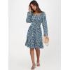 image:imageANRABESS Womens Dress Long Lantern Sleeve Square Neck Elastic Waist Ruffle Flowy Swing ALine Short Dresses 2025 Fall FashionBlue Black Floral