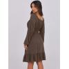 image:imageANRABESS Womens Dress Long Lantern Sleeve Square Neck Elastic Waist Ruffle Flowy Swing ALine Short Dresses 2025 Fall FashionBrown