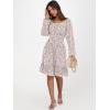 image:imageANRABESS Womens Dress Long Lantern Sleeve Square Neck Elastic Waist Ruffle Flowy Swing ALine Short Dresses 2025 Fall FashionCoral Floral