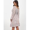 image:imageANRABESS Womens Dress Long Lantern Sleeve Square Neck Elastic Waist Ruffle Flowy Swing ALine Short Dresses 2025 Fall FashionCoral Floral