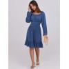 image:imageANRABESS Womens Dress Long Lantern Sleeve Square Neck Elastic Waist Ruffle Flowy Swing ALine Short Dresses 2025 Fall FashionDark Blue