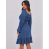 image:imageANRABESS Womens Dress Long Lantern Sleeve Square Neck Elastic Waist Ruffle Flowy Swing ALine Short Dresses 2025 Fall FashionDark Blue