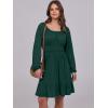 image:imageANRABESS Womens Dress Long Lantern Sleeve Square Neck Elastic Waist Ruffle Flowy Swing ALine Short Dresses 2025 Fall FashionDeep Green