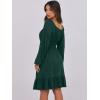 image:imageANRABESS Womens Dress Long Lantern Sleeve Square Neck Elastic Waist Ruffle Flowy Swing ALine Short Dresses 2025 Fall FashionDeep Green