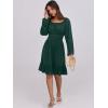 image:imageANRABESS Womens Dress Long Lantern Sleeve Square Neck Elastic Waist Ruffle Flowy Swing ALine Short Dresses 2025 Fall FashionDeep Green