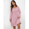 image:imageANRABESS Womens Dress Long Lantern Sleeve Square Neck Elastic Waist Ruffle Flowy Swing ALine Short Dresses 2025 Fall FashionFloral Pink