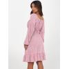 image:imageANRABESS Womens Dress Long Lantern Sleeve Square Neck Elastic Waist Ruffle Flowy Swing ALine Short Dresses 2025 Fall FashionFloral Pink