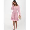 image:imageANRABESS Womens Dress Long Lantern Sleeve Square Neck Elastic Waist Ruffle Flowy Swing ALine Short Dresses 2025 Fall FashionFloral Pink