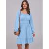 image:imageANRABESS Womens Dress Long Lantern Sleeve Square Neck Elastic Waist Ruffle Flowy Swing ALine Short Dresses 2025 Fall FashionLight Blue