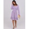 image:imageANRABESS Womens Dress Long Lantern Sleeve Square Neck Elastic Waist Ruffle Flowy Swing ALine Short Dresses 2025 Fall FashionLight Purple