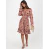 image:imageANRABESS Womens Dress Long Lantern Sleeve Square Neck Elastic Waist Ruffle Flowy Swing ALine Short Dresses 2025 Fall FashionPrint Rose Pink