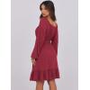 image:imageANRABESS Womens Dress Long Lantern Sleeve Square Neck Elastic Waist Ruffle Flowy Swing ALine Short Dresses 2025 Fall FashionRed