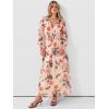 image:imageANRABESS Womens Floral Maxi Dress 2025 Fall V Neck Puff Long Sleeve Flowy Casual Wedding Guest Tea Party Tulle DressesBlack Red Flower