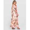 image:imageANRABESS Womens Floral Maxi Dress 2025 Fall V Neck Puff Long Sleeve Flowy Casual Wedding Guest Tea Party Tulle DressesBlack Red Flower