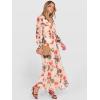 image:imageANRABESS Womens Floral Maxi Dress 2025 Fall V Neck Puff Long Sleeve Flowy Casual Wedding Guest Tea Party Tulle DressesBlack Red Flower