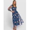image:imageANRABESS Womens Floral Maxi Dress 2025 Fall V Neck Puff Long Sleeve Flowy Casual Wedding Guest Tea Party Tulle DressesBlue Golden Flower