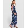image:imageANRABESS Womens Floral Maxi Dress 2025 Fall V Neck Puff Long Sleeve Flowy Casual Wedding Guest Tea Party Tulle DressesBlue Golden Flower