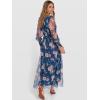 image:imageANRABESS Womens Floral Maxi Dress 2025 Fall V Neck Puff Long Sleeve Flowy Casual Wedding Guest Tea Party Tulle DressesBlue Golden Flower