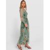 image:imageANRABESS Womens Floral Maxi Dress 2025 Fall V Neck Puff Long Sleeve Flowy Casual Wedding Guest Tea Party Tulle DressesDusty Olive Floral