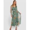 image:imageANRABESS Womens Floral Maxi Dress 2025 Fall V Neck Puff Long Sleeve Flowy Casual Wedding Guest Tea Party Tulle DressesDusty Olive Floral