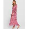 image:imageANRABESS Womens Floral Maxi Dress 2025 Fall V Neck Puff Long Sleeve Flowy Casual Wedding Guest Tea Party Tulle DressesDusty Orchid Floral