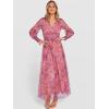 image:imageANRABESS Womens Floral Maxi Dress 2025 Fall V Neck Puff Long Sleeve Flowy Casual Wedding Guest Tea Party Tulle DressesDusty Orchid Floral