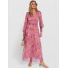 image:imageANRABESS Womens Floral Maxi Dress 2025 Fall V Neck Puff Long Sleeve Flowy Casual Wedding Guest Tea Party Tulle DressesDusty Orchid Floral