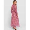 image:imageANRABESS Womens Floral Maxi Dress 2025 Fall V Neck Puff Long Sleeve Flowy Casual Wedding Guest Tea Party Tulle DressesDusty Orchid Floral