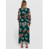 image:imageANRABESS Womens Floral Maxi Dress 2025 Fall V Neck Puff Long Sleeve Flowy Casual Wedding Guest Tea Party Tulle DressesEmerald Green Floral