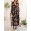 image:imageANRABESS Womens Floral Maxi Dress 2025 Fall V Neck Puff Long Sleeve Flowy Casual Wedding Guest Tea Party Tulle DressesFloral Black Yellow