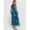 image:imageANRABESS Womens Floral Maxi Dress 2025 Fall V Neck Puff Long Sleeve Flowy Casual Wedding Guest Tea Party Tulle DressesFloral Lake Blue