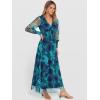 image:imageANRABESS Womens Floral Maxi Dress 2025 Fall V Neck Puff Long Sleeve Flowy Casual Wedding Guest Tea Party Tulle DressesFloral Lake Blue