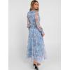 image:imageANRABESS Womens Floral Maxi Dress 2025 Fall V Neck Puff Long Sleeve Flowy Casual Wedding Guest Tea Party Tulle DressesLight Blue Floral
