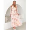 image:imageANRABESS Womens Floral Maxi Dress 2025 Fall V Neck Puff Long Sleeve Flowy Casual Wedding Guest Tea Party Tulle DressesMulticolored Rose Apricot