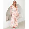 image:imageANRABESS Womens Floral Maxi Dress 2025 Fall V Neck Puff Long Sleeve Flowy Casual Wedding Guest Tea Party Tulle DressesMulticolored Rose Apricot