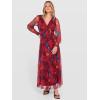 image:imageANRABESS Womens Floral Maxi Dress 2025 Fall V Neck Puff Long Sleeve Flowy Casual Wedding Guest Tea Party Tulle DressesNavy Red Floral
