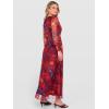 image:imageANRABESS Womens Floral Maxi Dress 2025 Fall V Neck Puff Long Sleeve Flowy Casual Wedding Guest Tea Party Tulle DressesNavy Red Floral
