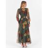 image:imageANRABESS Womens Floral Maxi Dress 2025 Fall V Neck Puff Long Sleeve Flowy Casual Wedding Guest Tea Party Tulle DressesRed and Yellow Rose