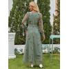 image:imageANRABESS Womens Floral Maxi Dress 2025 Fall V Neck Puff Long Sleeve Flowy Casual Wedding Guest Tea Party Tulle DressesYellow Floral Green