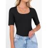 image:imageANRABESS Womens Half Sleeve Tops Scoop Neck Ribbed Knit Slim Fitted Basic Tee Shirts Summer 2026 Trendy Spring Casual ClothesBlack