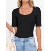 image:imageANRABESS Womens Half Sleeve Tops Scoop Neck Ribbed Knit Slim Fitted Basic Tee Shirts Summer 2026 Trendy Spring Casual ClothesBlack