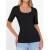 image:imageANRABESS Womens Half Sleeve Tops Scoop Neck Ribbed Knit Slim Fitted Basic Tee Shirts Summer 2026 Trendy Spring Casual ClothesBlack