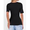image:imageANRABESS Womens Half Sleeve Tops Scoop Neck Ribbed Knit Slim Fitted Basic Tee Shirts Summer 2026 Trendy Spring Casual ClothesBlack