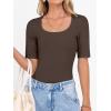 image:imageANRABESS Womens Half Sleeve Tops Scoop Neck Ribbed Knit Slim Fitted Basic Tee Shirts Summer 2026 Trendy Spring Casual ClothesCoffee