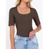 image:imageANRABESS Womens Half Sleeve Tops Scoop Neck Ribbed Knit Slim Fitted Basic Tee Shirts Summer 2026 Trendy Spring Casual ClothesCoffee
