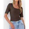 image:imageANRABESS Womens Half Sleeve Tops Scoop Neck Ribbed Knit Slim Fitted Basic Tee Shirts Summer 2026 Trendy Spring Casual ClothesCoffee