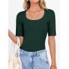 image:imageANRABESS Womens Half Sleeve Tops Scoop Neck Ribbed Knit Slim Fitted Basic Tee Shirts Summer 2026 Trendy Spring Casual ClothesForest Green