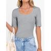 image:imageANRABESS Womens Half Sleeve Tops Scoop Neck Ribbed Knit Slim Fitted Basic Tee Shirts Summer 2026 Trendy Spring Casual ClothesGrey