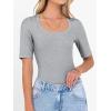 image:imageANRABESS Womens Half Sleeve Tops Scoop Neck Ribbed Knit Slim Fitted Basic Tee Shirts Summer 2026 Trendy Spring Casual ClothesGrey